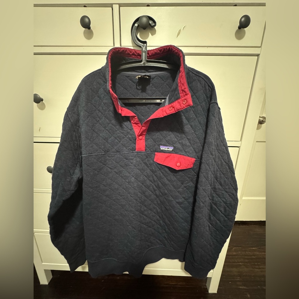 Patagonia Navy and Red Organic Cotton Pullover